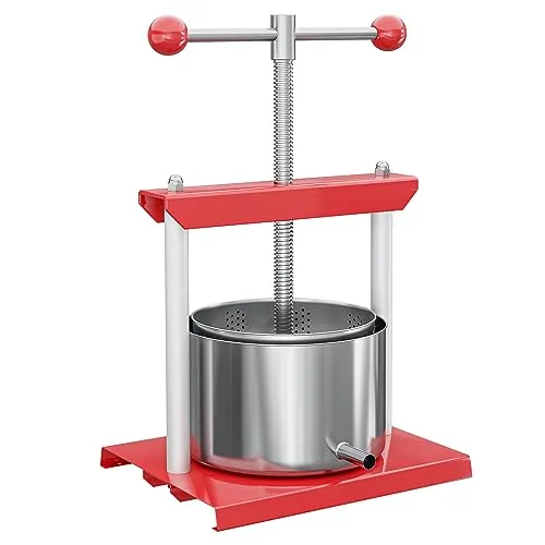 Fruchtpresse Weinpresse 6 l Edelstahlkorb - Obstpressen & Muser - Robuste Stahlkonstruktion mit 6 l Fassungsvermögen, ideal für die Herstellung von frischem Saft aus Obst und Beeren.