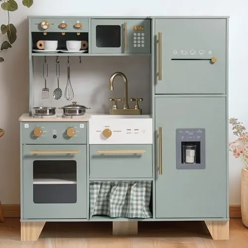 ROBUD Puppenküche aus Holz mit Kühlschrank – Kreatives Rollenspiel für Kinder
