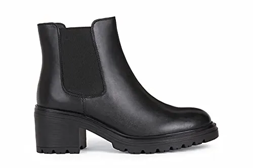 Geox Mädchen D Damiana G Stiefeletten, Schwarz, 39 EU - Wanderschuhe mit 6,5 cm Absatzhöhe, atmungsaktiver Sohle und warmem Innenfutter für höchsten Tragekomfort bei Outdoor-Aktivitäten.