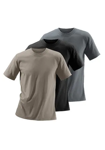 H.I.S T-Shirt 3er Pack - Bequeme Baumwoll-Unterziehshirts in Olivgrün, Schwarz und Dunkelgrau - Rundhalsshirts aus 100% Baumwolle, weich und bequem, ideal als Unterziehshirt für jeden Anlass.