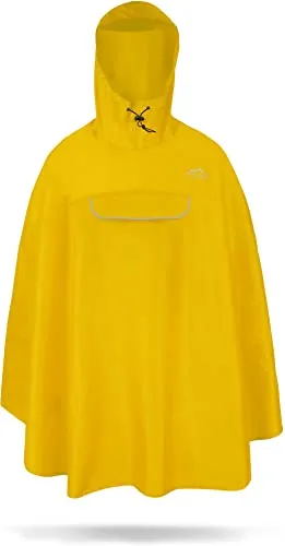 normani Premium Wasserdichter Regenponcho - Funktionsjacke in Gelb, ideal für Radfahrer und Outdoor-Aktivitäten. Mit Kapuze, verschweißten Nähten und hoher Wassersäule von 12.000 mm schützt er zuverlässig vor Nässe und lässt sich kompakt verstauen.