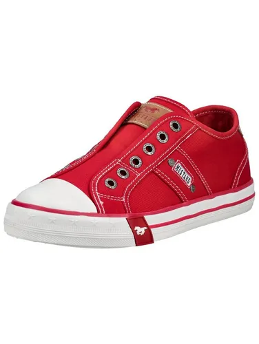 Mustang Shoes Sneaker Textil Rot 36 EU - Stylische Mustang Sneakers in Rot, Größe 36. Ideal für den Alltag, aus atmungsaktivem Textil mit bequemem Blockabsatz und runder Schuhspitze. Perfekt für einen lässigen Look!