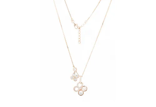 Golders Silberkette Damen Collier 925 Sterlingsilber vergoldet (mit 2 Anhängern aus Zirkonia, 1-tlg., Federringverschluss), Elegante Halskette 45cm Kettenlänge Perfektes Schmuck Geschenk