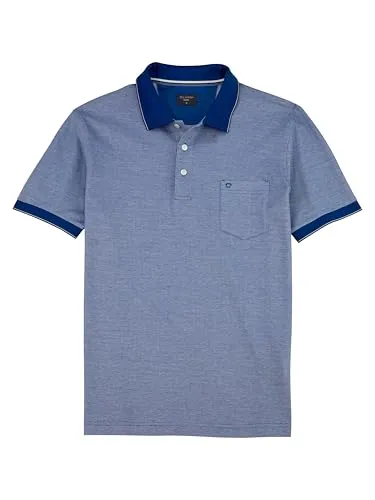 OLYMP Casual Poloshirt Herren XXL blau - Herren-Shirt aus 100% Baumwolle im lässigen Casual-Stil. Der bequeme Piqué-Stoff und die kurzen Ärmel machen es zum idealen Begleiter für warme Tage.