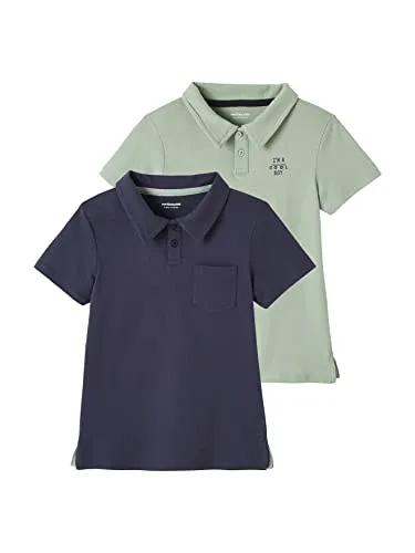 Vertbaudet 2er-Pack Jungen Poloshirts, Kurzarm blau 92/98 - Praktischer 2er-Pack mit einem Poloshirt mit Motiv und einem mit Brusttasche. Ideal für den Alltag, mit Polokragen und kurzen Ärmeln für optimalen Tragekomfort.