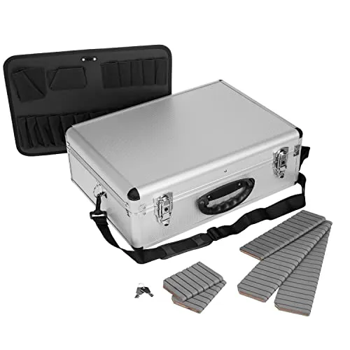 anndora Werkzeugkoffer 70102 Werkzeugkiste Mehrzweckkoffer mit Sortierfächern 46 x 35,5 x 16 cm abschließbar - Silber Aluminium