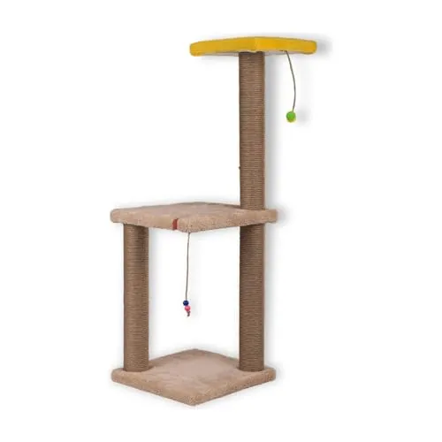 XL Katzen Kratzbaum 82cm – Stabiler Katzenbaum mit Spielzeug & Liegeflächen, Beige/Gelb - Dieser stabile XL Kratzbaum mit 82cm Höhe bietet Ihrem Stubentiger zahlreiche Liegeflächen und Kratzsäulen. Ideal zum Klettern, Spielen und für die Krallenpflege. Aus atmungsaktivem Welsoft-Stoff, leicht zu reinigen und perfekt für aktive Katzen.