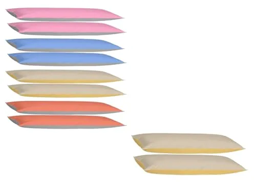 EXKLUSIV HEIMTEXTIL Kissenhülle Kissenbezug Doppelpack mit Reißverschluss 40 x 145 cm hochwertige Jersey Qualität Gelb/Cream