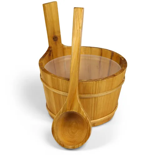 Saunakübel und Sauna-Kelle aus Fichte 2-tlg. Set Saunaaufguss Eimer + Saunakelle