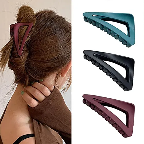 IYOU Französische matte Haarklammer, schwarz dreieckig Haarspangen, Kunststoff, mittelgroß, rutschfest Haarklammern für Damen(3 Stück)