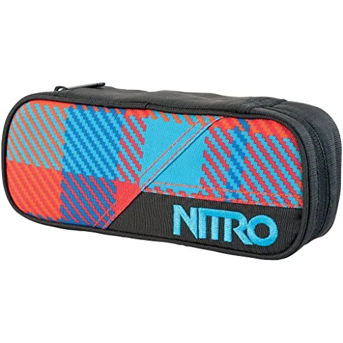 Nitro Pencil Case, Federmäppchen, Schlampermäppchen, Faulenzer Box, Federmappe, Stifte Etui, Plaid Red-Blue