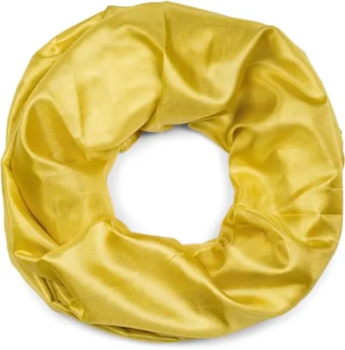 styleBREAKER Damen Loop Schal weich fließend | Seidig glänzendes Halstuch Einfarbig für Sommer & Frühling | Schlauchschal Leicht & Elegant, Farbe:Goldgelb