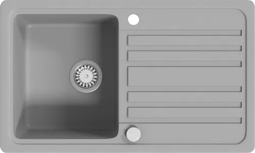 vidaXL Granitspüle Drehexcenter 76,5cm Grau - Moderne Einbauspüle aus hochwertigem, langlebigem Granit, schmutzabweisend und hitzebeständig bis 280 °C - ideal für jede Küche!