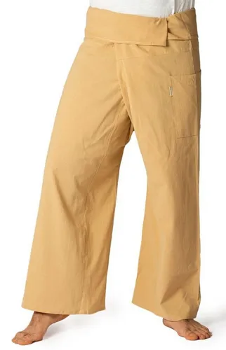 PANASIAM Fisherman Pants Unicolor, beige, L - Wanderhose aus 100% Baumwolle, ideal für Yoga und Freizeit. Bequemer Schnitt mit praktischer Wickeltechnik, passt von Gr. S bis XL. Fair produziert für positive Mode.