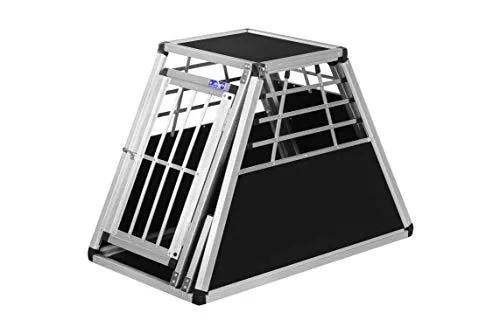 ALPUNA Transportbox N40 – Aluminium Hundebox 96×50×65 cm – Auto Hundebox mit Notausstieg, sicherer Hundetransport im Kofferraum