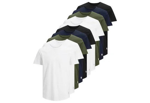 Jack & Jones T-Shirt Herren 10er Pack Baumwolle JJENOA - Blau, Bunt, Grün, Schwarz, M (50) - Bequemes T-Shirt im praktischen 10er Pack aus 100% Baumwolle. Ideal für den Alltag mit vielseitigen Farben und lässigem Rundhalsausschnitt. Pflegeleicht und perfekt kombinierbar.