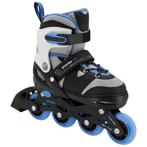 Kinder Inliner Verstellbar für Mädchen und Jungen - Inline-Skates Größenverstellbar - 4 Rollen aus PU - ABEC7 Kugellager - SPOKEY Trixie (Blau, 39-42)