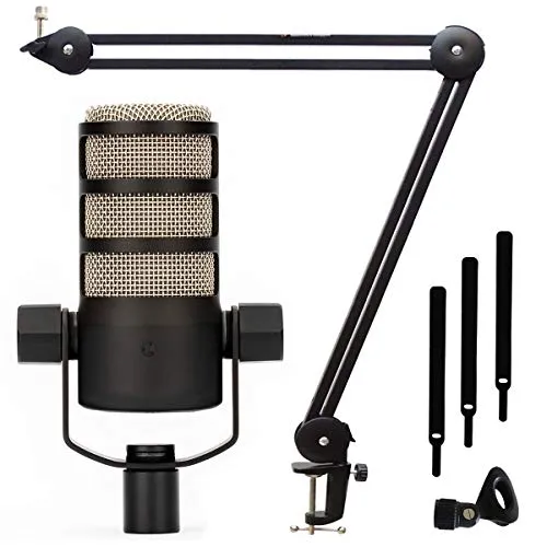 RØDE Podmic Mikrofon mit MS138 Mikrofonarm - Professionelles Podcasting-Mikrofon mit dynamischer Nierenkapsel und internem Popfilter, inklusive flexibler Mikrofonarm-Halterung für optimale Positionierung.