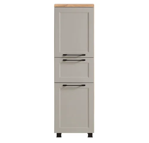 Badschrank MARLING-03 - Midischrank in Kaschmir Eiche - Badezimmerschrank im Landhausstil mit Softclose-Schublade, ideal für Ordnung im Badezimmer. Hochwertige Verarbeitung und Made in Germany.