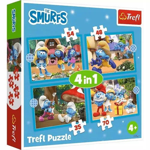 Puzzle 4w1 Smerfy Wioska Smerfów 34656 Trefl 4+ Trefl 5900511346565