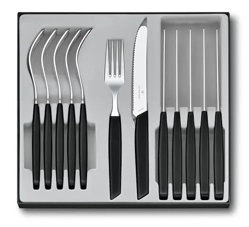 Victorinox Swiss Modern Besteck-Set für 6 Personen, 12-teilig - Hochwertiges Besteckset für 6 Personen mit scharfen Messern und ergonomischen Kunststoffgriffen. Ideal für den täglichen Gebrauch und spülmaschinenfest.