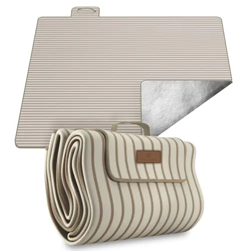 Veddelholzer Garten Picknickdecke 2 x 2 m - Wasserdichte und isolierte Picknickmatte für Outdoor-Aktivitäten, ideal für Strand, Park und Festival mit ansprechendem Beach-Motiv.