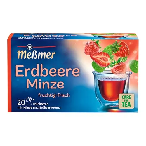 Meßmer Erdbeere Minze | Früchtetee mit Minze und Erdbeer-Aroma | fruchtig-frischer Geschmack | 20 Teebeutel