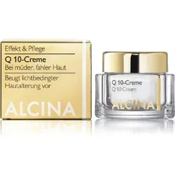 Alcina E Q10-Creme 50 ml Gesichtscreme - Tagespflege für regenerierende und stärkende Haut. Die Q10-Creme schützt vor lichtbedingter Hautalterung und schenkt müder Haut neue Energie mit Coenzym Q10 und Sheabutter.