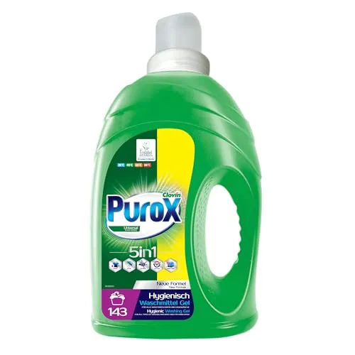 PUROX Universal Waschgel 4,3 l, 143 Waschladungen, Konzentrat, Kalkschutz | Vollständig löslich und wirksam gegen Verschmutzungen
