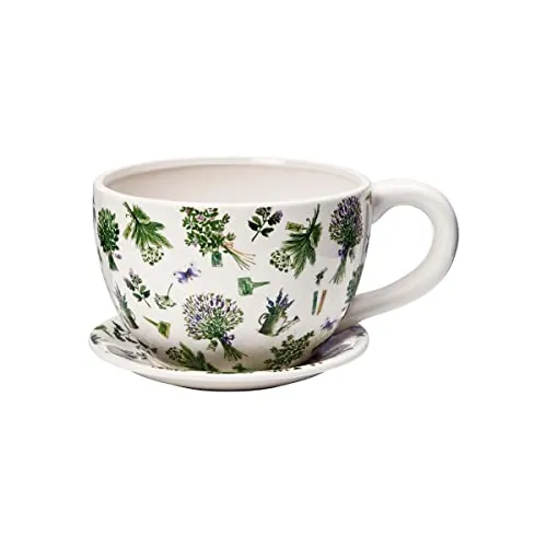 BUTLERS Blumentopf XXL | Pflanzgefäß mit Untertasse L30 x B23 x H15 cm -Plant A Cup- Großer Pflanztopf mit Unterteller aus Keramik als Kräutertopf in Küche & Garten