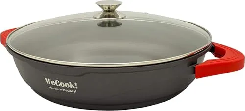 WECOOK! Ecostone 40 cm Induktionskochtopf | Antihaft XTRA DUPONT | PFOA-frei | 5mm Aluminium | Für alle Herde | Glasdeckel, Schwarz