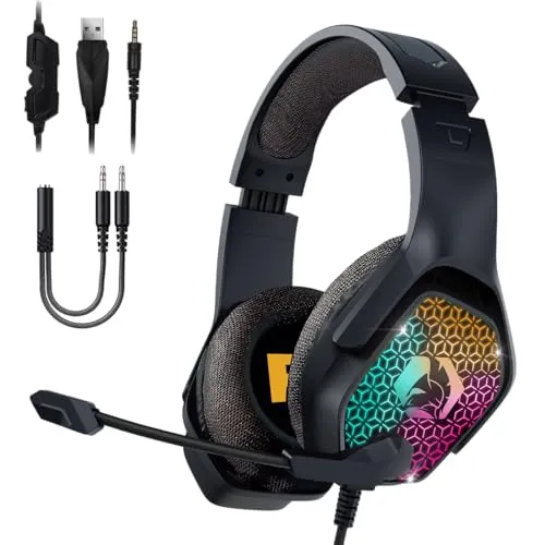 EMPIRE GAMING H-3 RGB Kopfhörer für PS5, PS4, Xbox, Switch, PC, Mac, Smartphones, Tablets, High Definition-Stereo-Sound, flexibles Mikrofon, Schwarz