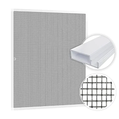 SAMUFLY Fliegengitter mit weißem Alurahmen 80x100cm für Fenster Insektenschutzgitter Mückenschutz Fliegennetz Insektenschutzrahmen