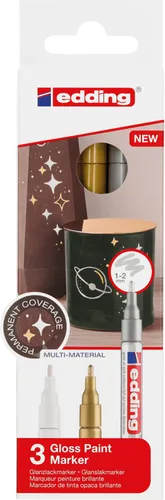 EDDING 751-3-999 - Glanzlackmarker Set, metallic, 3er Pack