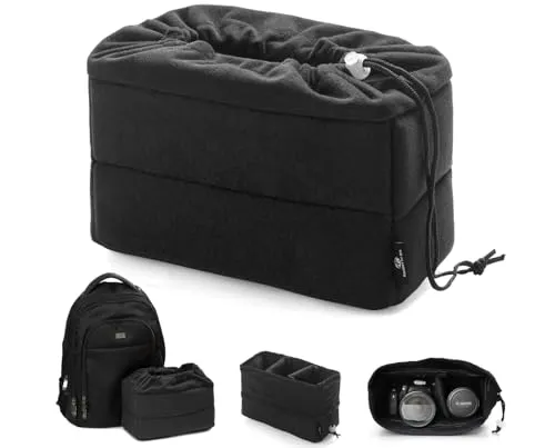 Koolertron Kamera Schutztasche wasserdichte Shockproof Gepolsterte Phototaschen Kamerataschen mit Gepolsterter Einsatz für Sony Canon Nikon DSLR Erschossen oder Flash Light (Schwarz)