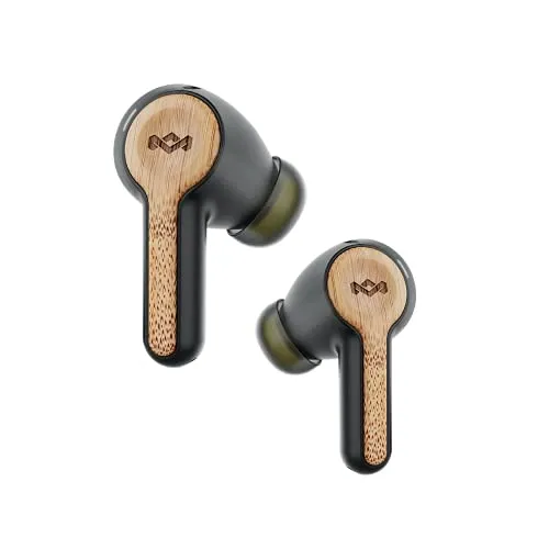 House of Marley Rebel True Wireless Earbuds - Schwarz - Kopfhörer mit 8 Stunden Akkulaufzeit, kabellosem Laden und schweißresistenter IPX5-Zertifizierung. Erleben Sie den einzigartigen Marley Signature Sound und genießen Sie Ihre Musik nachhaltig.