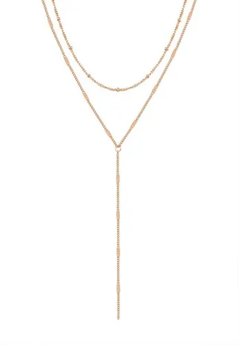 Hey Happiness Y-Kette Layering Kugel & Plättchen, Vergoldete Damen Lariat-Kette aus Edelstahl, wasserfest