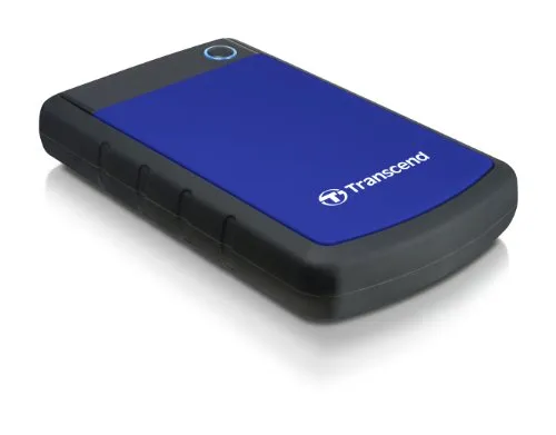 Transcend TS4TSJ25H3B 4TB portable Festplatte - Externe Festplatte mit 4TB Speicher, stoßfest und mit praktischer Backup-Funktion per Knopfdruck für einfache Datensicherung.
