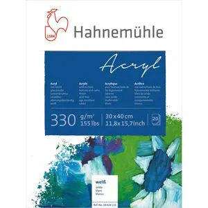 Hahnemühle Acrylmalblock 10628131, 30 x 40cm, 330g/qm, weiß, geleimt, 20 Blatt