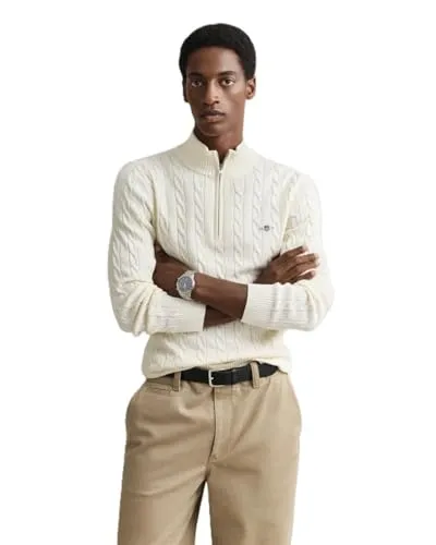 Gant Strickpullover COTTON CABLE HALF ZIP in beige von GANT