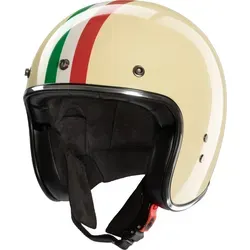 Redbike RB-802 Italia Jethelm - Beige/Grün/Weiß/Rot - XL - Motorradhelm mit Fiberglas Außenschale, 5 Schalengrößen und Lederimitat-Rändern. Ideal für stilbewusste Fahrer, zertifiziert nach ECE 22.06.