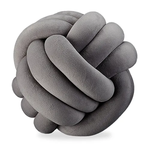 relaxdays Dekokissen Knotenkissen, Dunkelgrau - Kissen für stilvolle Deko, einzigartiges Knotendesign und weiche Oberfläche machen es zum Blickfang auf Sofa, Sessel oder Bett.