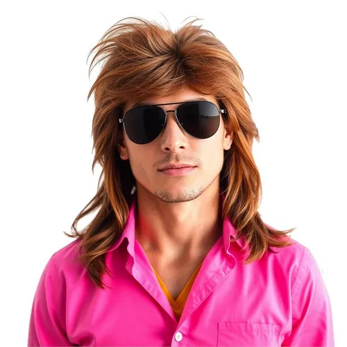 Kostümheld® Kostüm-Perücke 1x Vokuhila Assi Perücke - Accessoire Retro Kostüm Herren 80er 90er