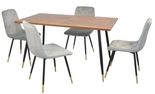 Esszimmer Tischgruppe 5-teilig Grau  Esszimmerguppe Sitzgruppe Speisegruppe Set