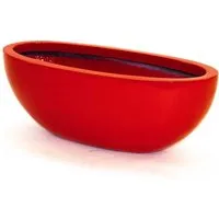 Elegant Einrichten Pflanzkübel Fiberglas Oval 65x31xH25cm Hochglanz-Rot - Verleihen Sie Ihrem Zuhause mit diesem ovalen Pflanzkübel aus hochwertigem Fiberglas in Hochglanz-Rot einen modernen Akzent. UV-beständig und wetterfest, ideal für drinnen und draußen.