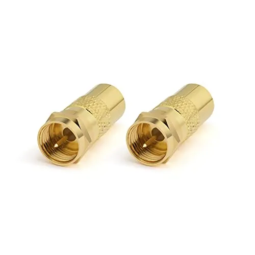 conecto Antennen-Adapter, F-Stecker auf IEC-Buchse, Adapter zum Verbinden von IEC-Anschlüssen mit Sat-Anschlüssen, vergoldet, 2er Set
