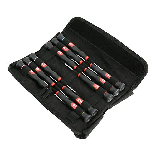 STIER Elektroniker Schraubendrehersatz 11-teilig - Sonstige Werkzeuge mit ergonomischen Griffen für präzises Arbeiten an Elektronik, inklusive magnetischer Spitze für sicheren Halt von Kleinstschrauben.