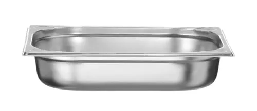 HENDI Gastronormbehälter, mit verstärkten Ecken, geeignet für Chafing Dishes, Bain-marie, Backöfen, Gefrierschränke, temperaturbeständig von -40° bis 250°C, 4L, GN 1/2, 325x265x(H) 65mm, Edelstahl
