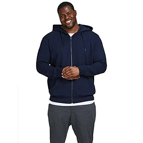 JACK & JONES Herren Hoodie JJEBASIC Zip - Plussize in Navy Blazer - Kapuzenpullover für Herren, sportlicher Regular Fit in Größe 3XL, ideal für lässige Outfits und bequemes Tragen.