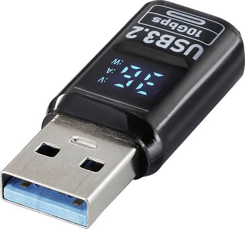 Renkforce USB Adapter [1x USB-A Stecker - 1x USB-C Buchse] USB 3.2 Type A/C Charging Adapter, PD36W, 10 Gbps LED-Display Laden